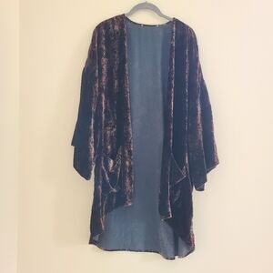 Velvet Open Front Kimono Robe